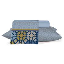 Jogo Lençol TEKA Casal Percal 150Fios Diamante 4Pçs Todo Estampado Macio e Toque Acetinado