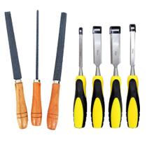 Jogo Lima Grosa e Formão Para Entalhar Madeira 7 Peças