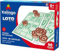 Jogo Loto Formato Bingo 48 Cartões Xalingo Pedras Em Madeira