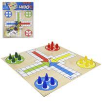 Jogo Ludo Com Tabuleiro De Madeira Mdf + 1 Dado E 16 Pinos Coluna/Pais e Filhos