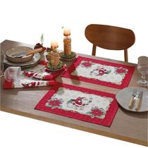 Jogo Lugar Americano 2 Peças Athenas Papai Noel Natal Algodão Dohler Jogo Lugar Americano 2 Peças Athenas Papai Noel Natal Algodão Dohler