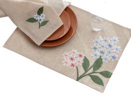 Jogo Lugar Americano 2 Peças Bordado Floral México Em Linho Jolitex