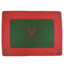 Jogo Lugar Americano de Natal Rena Vermelho com Verde 2 Pçs - Master Christimas