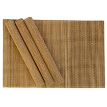 Jogo Lugar Americano Esteira Bambu Natural E Branco 4 peças