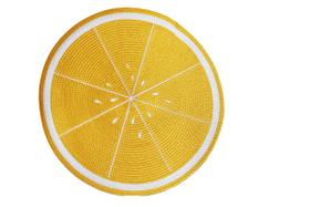 Jogo Lugar Americano Redondo Fruta Limão 38 cm Decoração Mesa Posta Descanso Prato Feito à Mão
