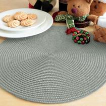 Jogo Lugar Americano Redondo Sousplat Impermeável 4 Lugares Cinza Jogo Lugar Americano Redondo Sousplat Impermeável 4 Lugares Cinza