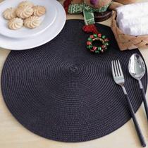 Jogo Lugar Americano Redondo Sousplat Impermeável 8 Lugares Preto Jogo Lugar Americano Redondo Sousplat Impermeável 8 Lugares Preto