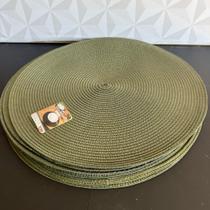 Jogo lugar americano verde militar redondo com 6 peças de PVC para mesa posta toalha americana Jogo lugar americano verde militar redondo com 6 peças de PVC para mesa posta toalha americana