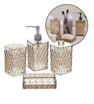 Jogo Luxo Utensílios De Lavabo 4 Unidades Plasútil Banheiro Jogo Luxo Utensílios De Lavabo 4 Unidades Plasútil Banheiro