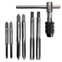 Jogo Macho Manual M4 M6 M8 Com Vira Macho Aço Liga 7 Peças