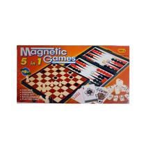 Jogo magnético de xadrez 5 em 1, senhoras, dominó, baralho Jogo magnético de xadrez 5 em 1, senhoras, dominó, baralho