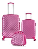 Jogo Mala Viagem Bordo Rígida Abs Pequena Rodinha Frasqueira