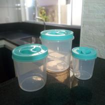 Jogo Mantimento 3 peças Tampa Rosca, Pote Transparente BPA FREE Alimentos