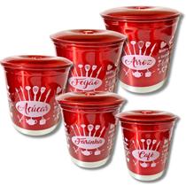 Jogo Mantimentos Pote Decorado Alumínio Color 5 Peças