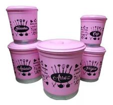 Jogo Mantimentos Pote Decorado Alumínio Color 5 Peças