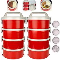 Jogo Marmitas Térmicas 8 Pçs Teckor 1,5L 4 Simples 2 Dupla 2 Tripla Termoprato Com Alça e Presilha