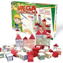 Jogo Mega Construção Bloco Madeira Montar Infancia 120pçs