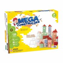 Jogo Mega Construções 150 Peças Madeira Infantil Criatividade Pais e Filhos