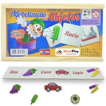 Jogo Memória Alfabetizaçao com Objetos 40 peças Pedagogico Jott Play