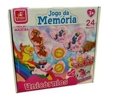 Jogo Memória Educativo Unicórnio Madeira 24Pçs Brincadeira