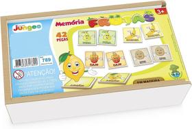 Jogo Memória Frutas 42 Pc Educativo Madeira Infantil Junges