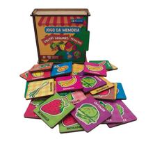 Jogo memória frutas legumes verduras 30 pç madeira cx tampa