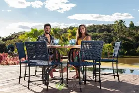 Jogo Mesa 6 Cadeiras Aluminio Piscina Jardim Corda Náutica