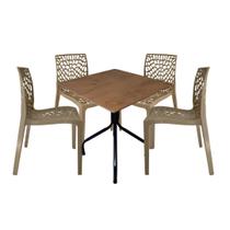 Jogo Mesa 70X70 Imbuia Com 4 Cadeiras Gruvyer Doceria Cafeteria Jantar