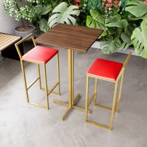 Jogo Mesa Alta Bistrô Quadrada Imbuia 2 Banquetas Estofado Confort Industrial Dourado Jogo Mesa Alta Bistrô Quadrada Imbuia 2 Banquetas Estofado Confort Industrial Dourado