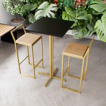 Jogo Mesa Alta Bistrô Quadrada Preta 2 Banquetas Pinus Confort Industrial Dourado Jogo Mesa Alta Bistrô Quadrada Preta 2 Banquetas Pinus Confort Industrial Dourado
