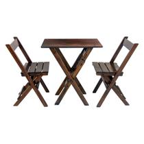 Jogo Mesa Aparador Bar Dobrável com 2 Cadeiras em Madeira Maciça - Imbuia
