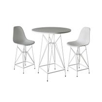 Jogo Mesa Bistrô Eames Branca 60cm 2 Banquetas Branca Base Ferro Branco Jogo Mesa Bistrô Eames Branca 60cm 2 Banquetas Branca Base Ferro Branco