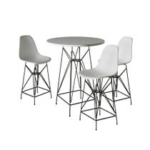 Jogo Mesa Bistrô Eames Branca 60cm 3 Banquetas Branca Base Ferro Preto