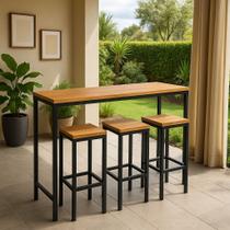 Jogo Mesa Bistrô Estilo Industrial Premium Ferro 100x150x35