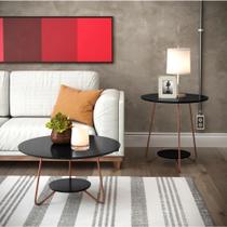 Jogo mesa centro/apoio liz-preto mdk moveis