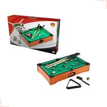 Jogo Mesa De Bilhar Mini Sinuca Pequena Infantil Madeira Kit