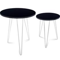 Jogo Mesa De Canto Hairpin Leg Madeira Dupla Lateral Decor Jogo Mesa De Canto Hairpin Leg Madeira Dupla Lateral Decor