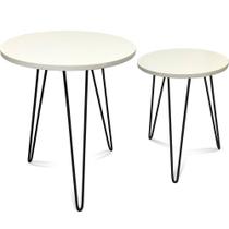 Jogo Mesa De Canto Hairpin Leg Madeira Dupla Lateral Decor