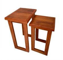 Jogo Mesa de Canto Madrid Madeira Demolição Maciça