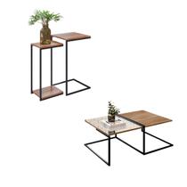 Jogo Mesa De Centro e Kit Mesa Lateral Aurora - ÉdeCasaMóveis