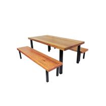 Jogo Mesa E 2 Bancos Industrial Dallas 1,50m Ferragem Preta