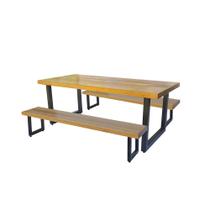 Jogo Mesa E 2 Bancos Industrial Detroit 2,00m Ferragem Preta