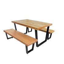 Jogo Mesa E 2 Bancos Industrial Diamond 1,20m Ferragem Preta