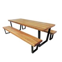 Jogo Mesa E 2 Bancos Industrial Diamond 2,50m Ferragem Preta