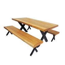 Jogo Mesa E 2 Bancos Industrial Texas 1,30m Ferragem Preta