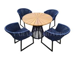Jogo Mesa Elegance Corda Náutica, 4 Cadeira 1 mesa Cor Azul Marinho