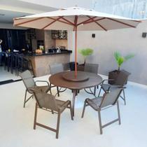 Jogo Mesa Giratória para Jardim Área Externa 6 Cadeiras Piscina Tela Alumínio Jogo Mesa Giratória para Jardim Área Externa 6 Cadeiras Piscina Tela Alumínio