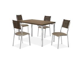 Jogo Mesa Inovare CR 1,20X0,80 MDP-4 Cadeira Junco CR - Junco - Tampo Nogal Jogo Mesa Inovare CR 1,20X0,80 MDP-4 Cadeira Junco CR - Junco - Tampo Nogal