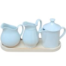 Jogo Mesa Posta, Jarras e Bule - Bule 300ml + Jarra clássica 300ml + Jarra Tradicional 350ml - Kit Porcelana Branca