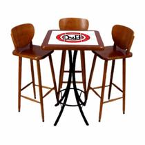 Jogo Mesa quadrada alto 60 x 60 cm para cozinha Duff Imbuia